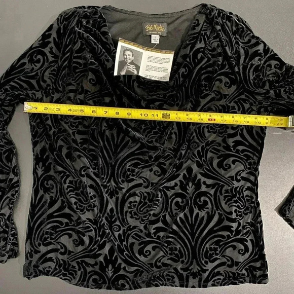 Bob Mackie New Velvet Burnout Top Cowl Neck Dark Romantic Whimsigoth - Picture 5 of 8